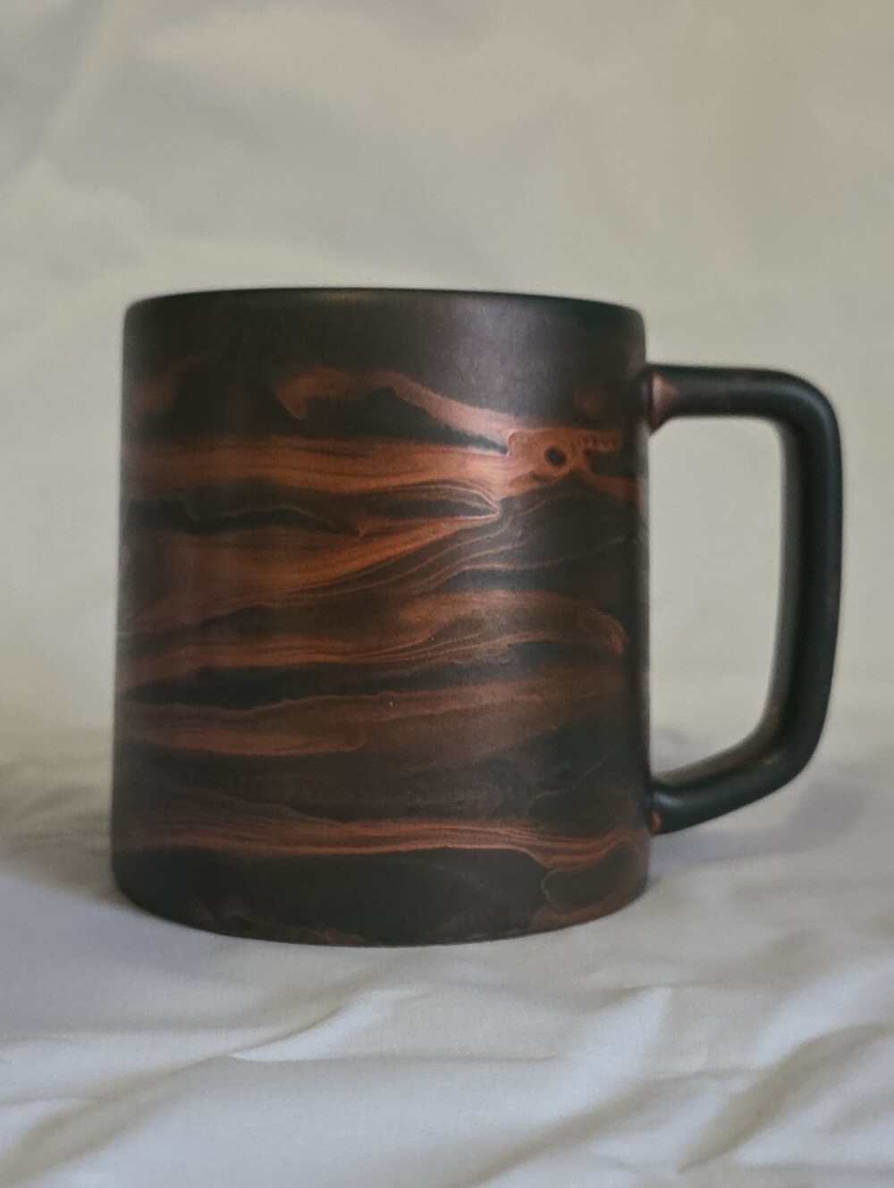 Starbucks 2022 Copper Bronze Green Swirl Marble Ceramic Coffee Tea Mug Cup 12 oz